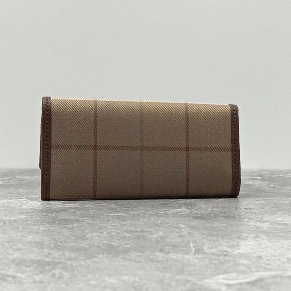 4NWOT Burberry Plaid 4 Leather Canvas Gold Ring Compact Small Sz Key Case Pouch - Picture 3 of 10